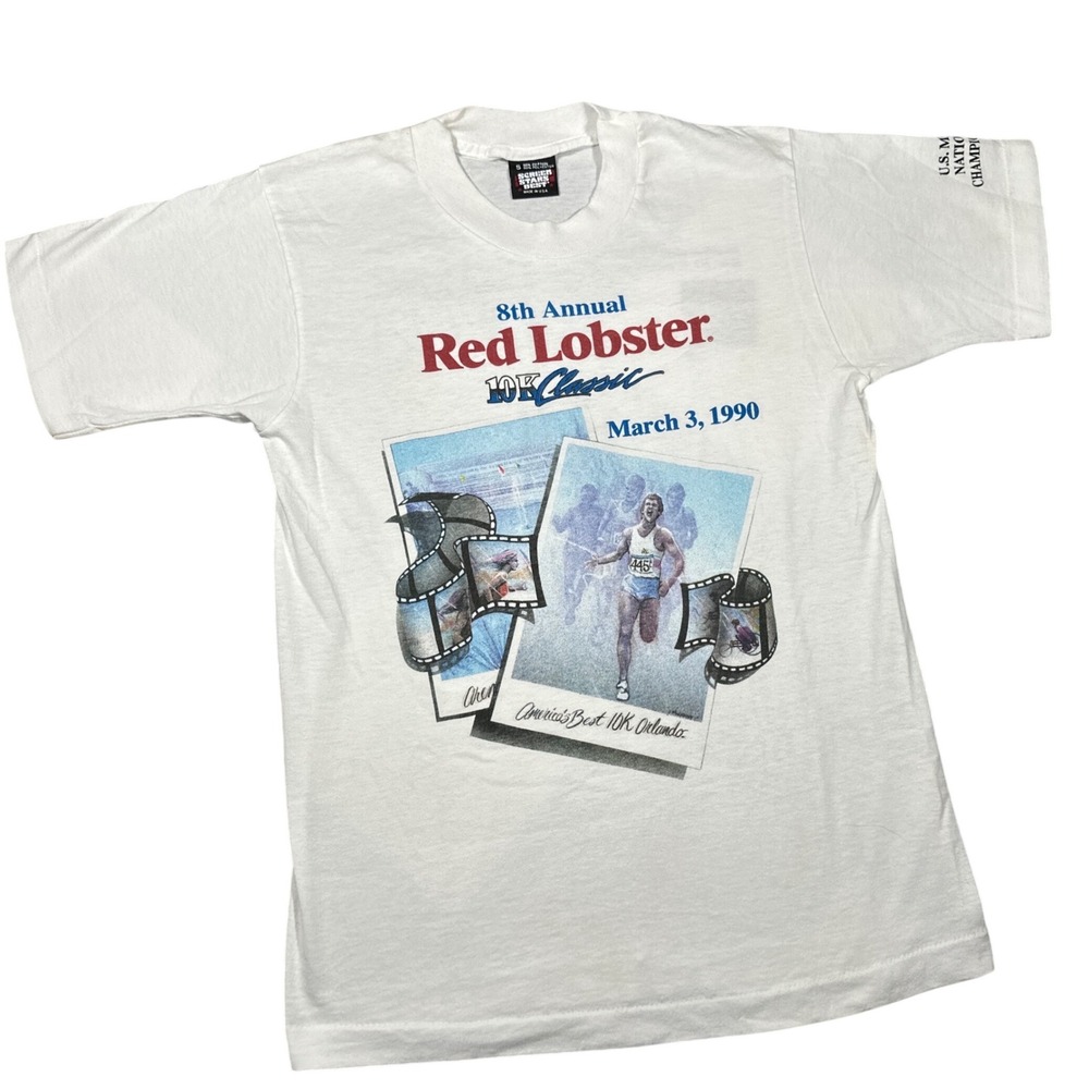 Vintage 1990 Red Lobster 10K Classic T Shirt Mens Small Screen Stars Orlando 90s